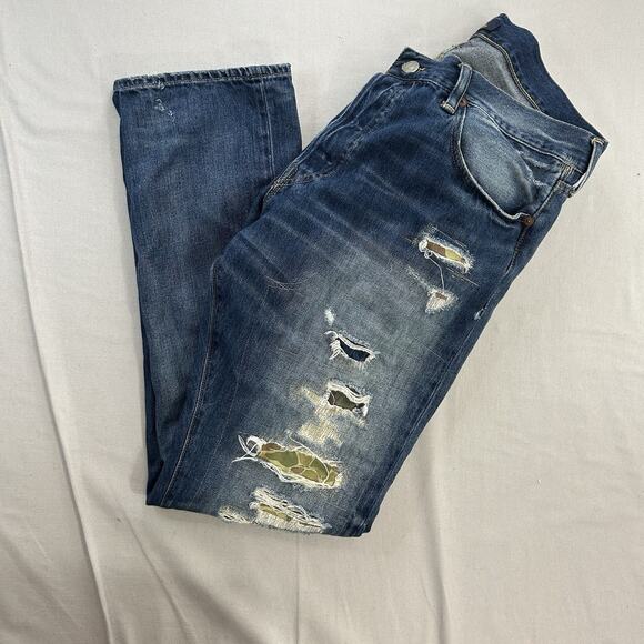 Polo Ralph Lauren Men's Camo Patchwork Jeans 34x32 Sullivan Slim Distressed - Picture 1 of 13